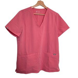 Figs Womens M Casma Three Pocket Scrub Top Peachy Pink Limited FW1100 Medical